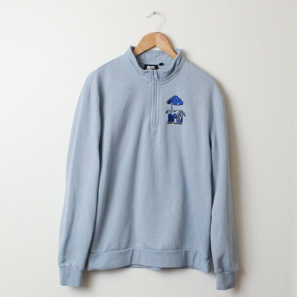 MTV Tops - MTV Fleece Women Medium Blue Quarter Zip Pullover
